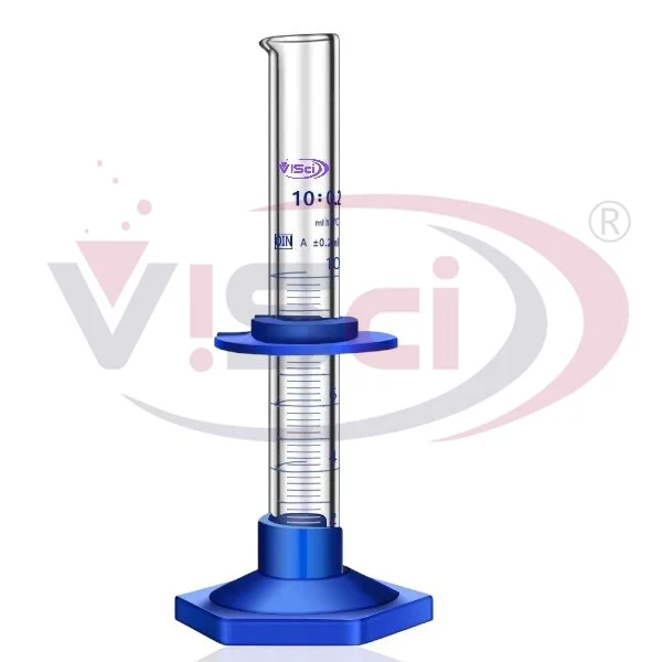 MEASURING CYLINDER WIT PLASTIC BASE ACCURACY AS PER ISO 4788 Manufacturer & Supplier