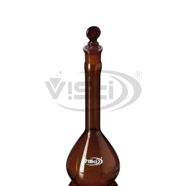 FLASK VOLUMETRIC, AMBER WITH ONE MARK, STOPPER MADE OF POLYTHENE ACCURACY AS PER CLASS B ISO 1042 Manufacturers & Supplier